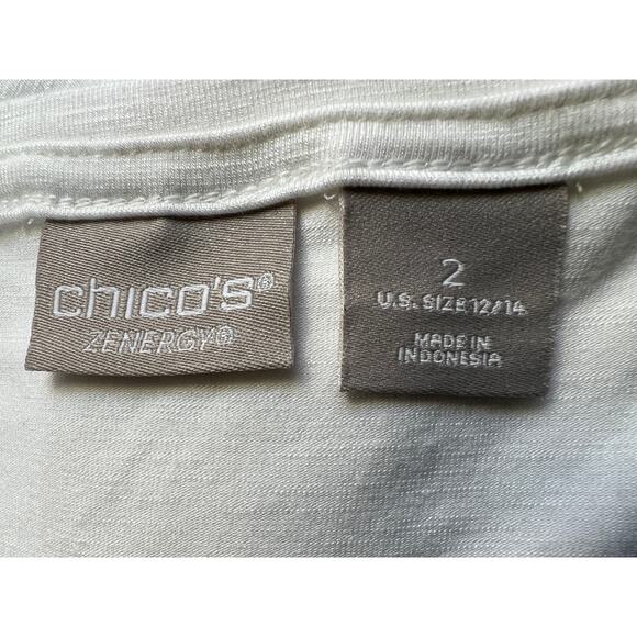 Chico's Zenergy Envelope Hem Tunic Top 3/4 Sleeves 2 Women's 12/14 White/Ivory - Picture 3 of 11